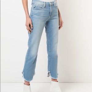 Frame Denim- Blue Cropped Mid-Rise Jeans